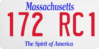 MA license plate 172RC1