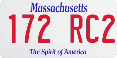 MA license plate 172RC2