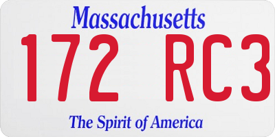 MA license plate 172RC3