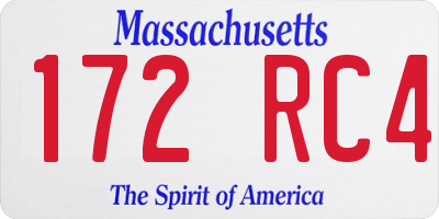 MA license plate 172RC4