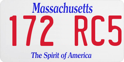 MA license plate 172RC5