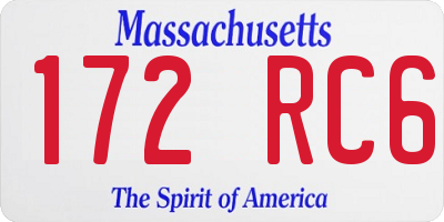 MA license plate 172RC6