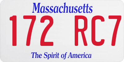 MA license plate 172RC7