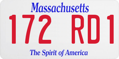MA license plate 172RD1