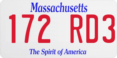 MA license plate 172RD3