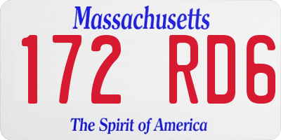 MA license plate 172RD6