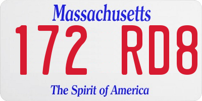 MA license plate 172RD8