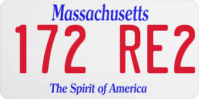 MA license plate 172RE2