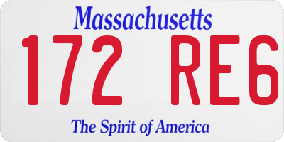 MA license plate 172RE6