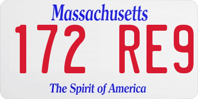 MA license plate 172RE9