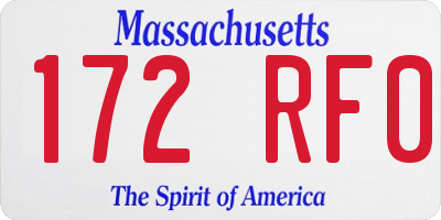 MA license plate 172RF0