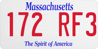 MA license plate 172RF3