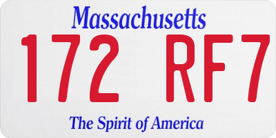 MA license plate 172RF7