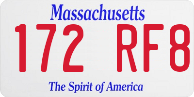 MA license plate 172RF8