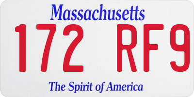 MA license plate 172RF9