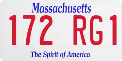 MA license plate 172RG1