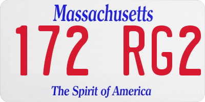 MA license plate 172RG2