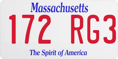 MA license plate 172RG3