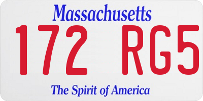 MA license plate 172RG5