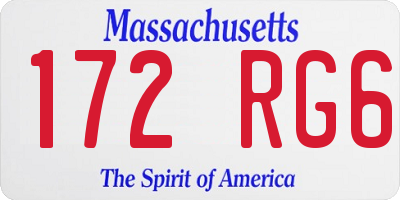 MA license plate 172RG6