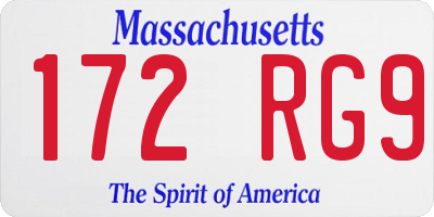 MA license plate 172RG9
