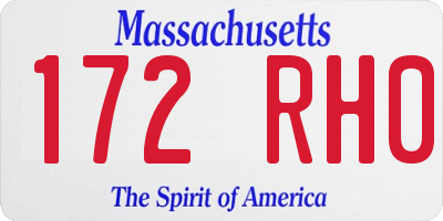 MA license plate 172RH0