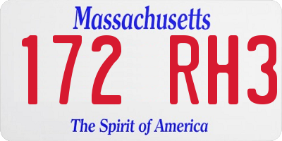 MA license plate 172RH3