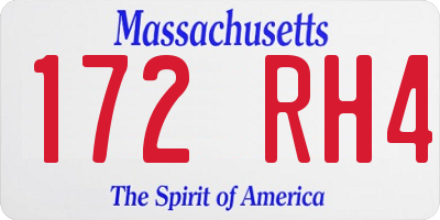 MA license plate 172RH4