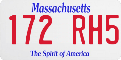 MA license plate 172RH5