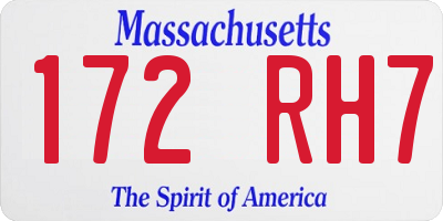 MA license plate 172RH7