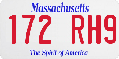 MA license plate 172RH9