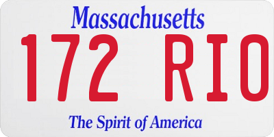 MA license plate 172RI0
