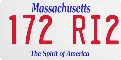 MA license plate 172RI2