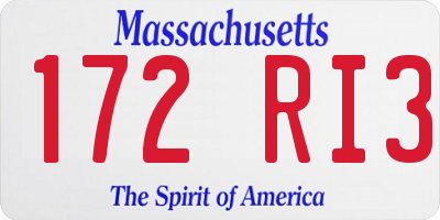 MA license plate 172RI3