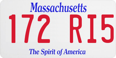 MA license plate 172RI5