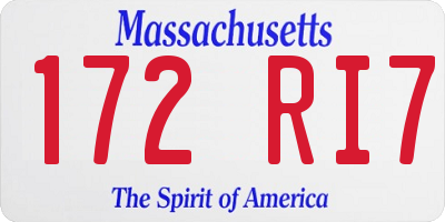 MA license plate 172RI7