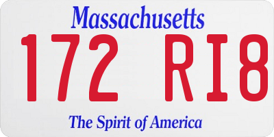 MA license plate 172RI8