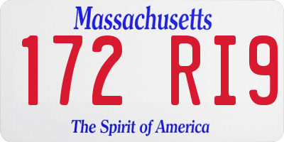 MA license plate 172RI9