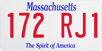 MA license plate 172RJ1