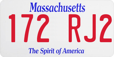 MA license plate 172RJ2
