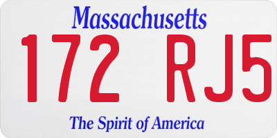MA license plate 172RJ5