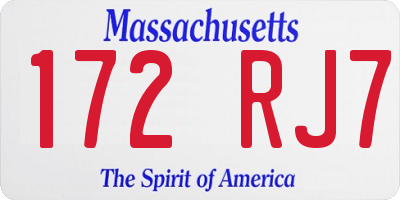 MA license plate 172RJ7