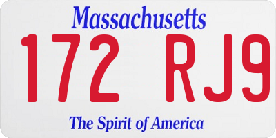 MA license plate 172RJ9