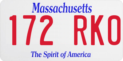 MA license plate 172RK0