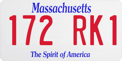 MA license plate 172RK1