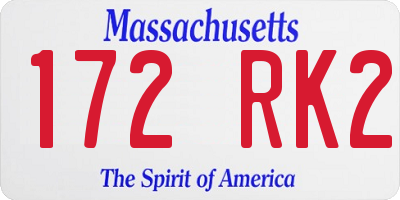 MA license plate 172RK2