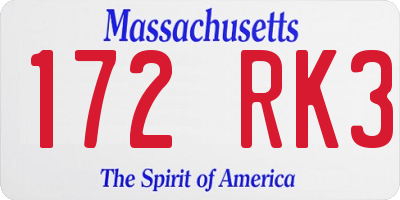 MA license plate 172RK3