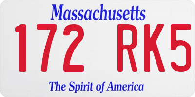 MA license plate 172RK5