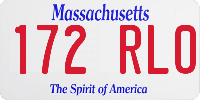MA license plate 172RL0