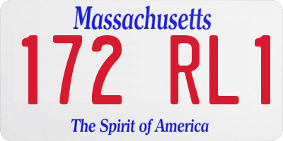 MA license plate 172RL1